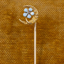 Enamel Flower & Moon Stickpin c1900