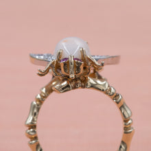 Coral and Diamond Bug Ring c1950