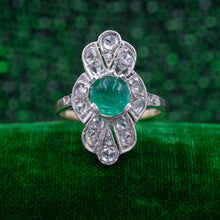 Emerald and Rose-cut Diamond Dinner Ring c1870