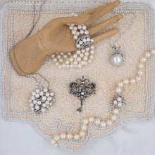 Diamond-Clasped Four Strand Pearl Bracelet c1950