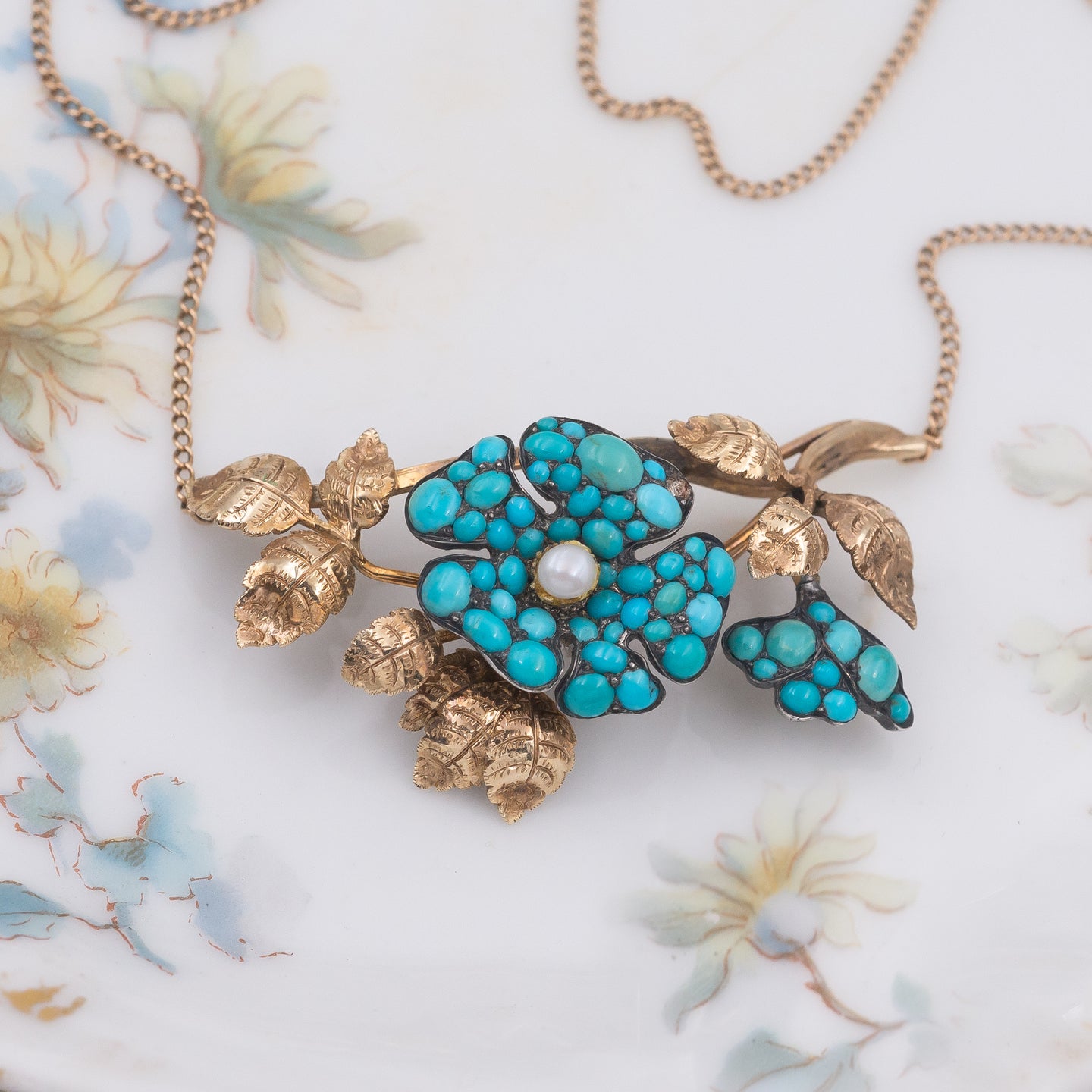 Turquoise Flower Necklace c1890