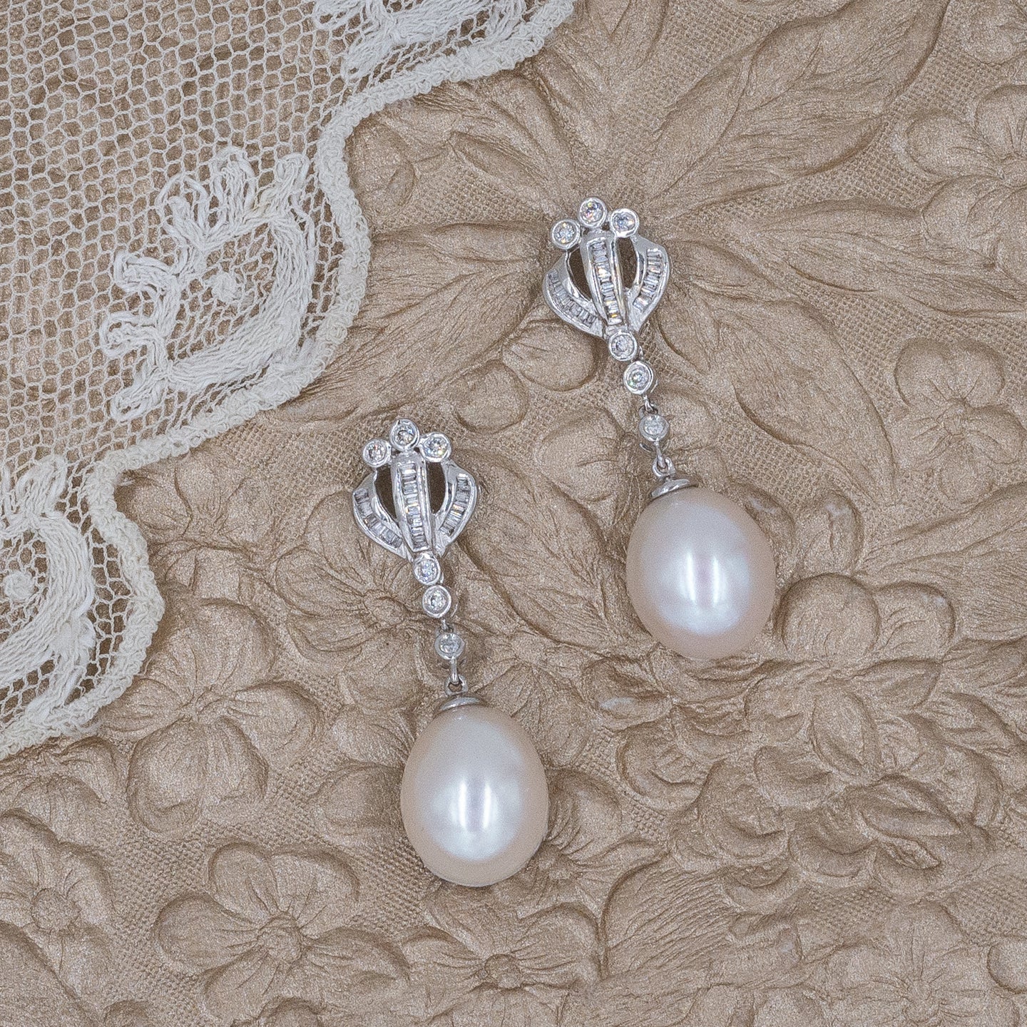 South Sea Pearl Drop Earrings c1990