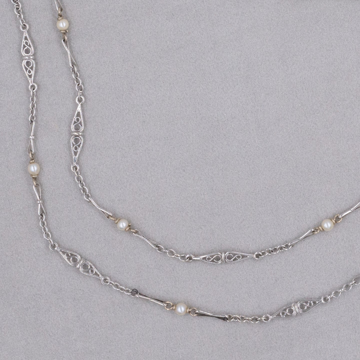 Filigree Chain and Pearl Necklace c1920