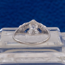 Art Deco Colorless Diamond Ring with Sapphires c1920