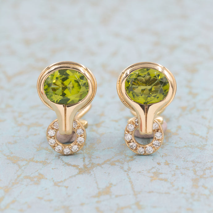 Peridot and Diamond Earrings c1980