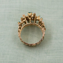 Brutalist Emerald and Diamond Ring c1970