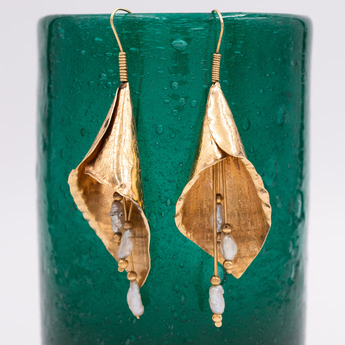 Handmade Calla Lily Earrings c1980