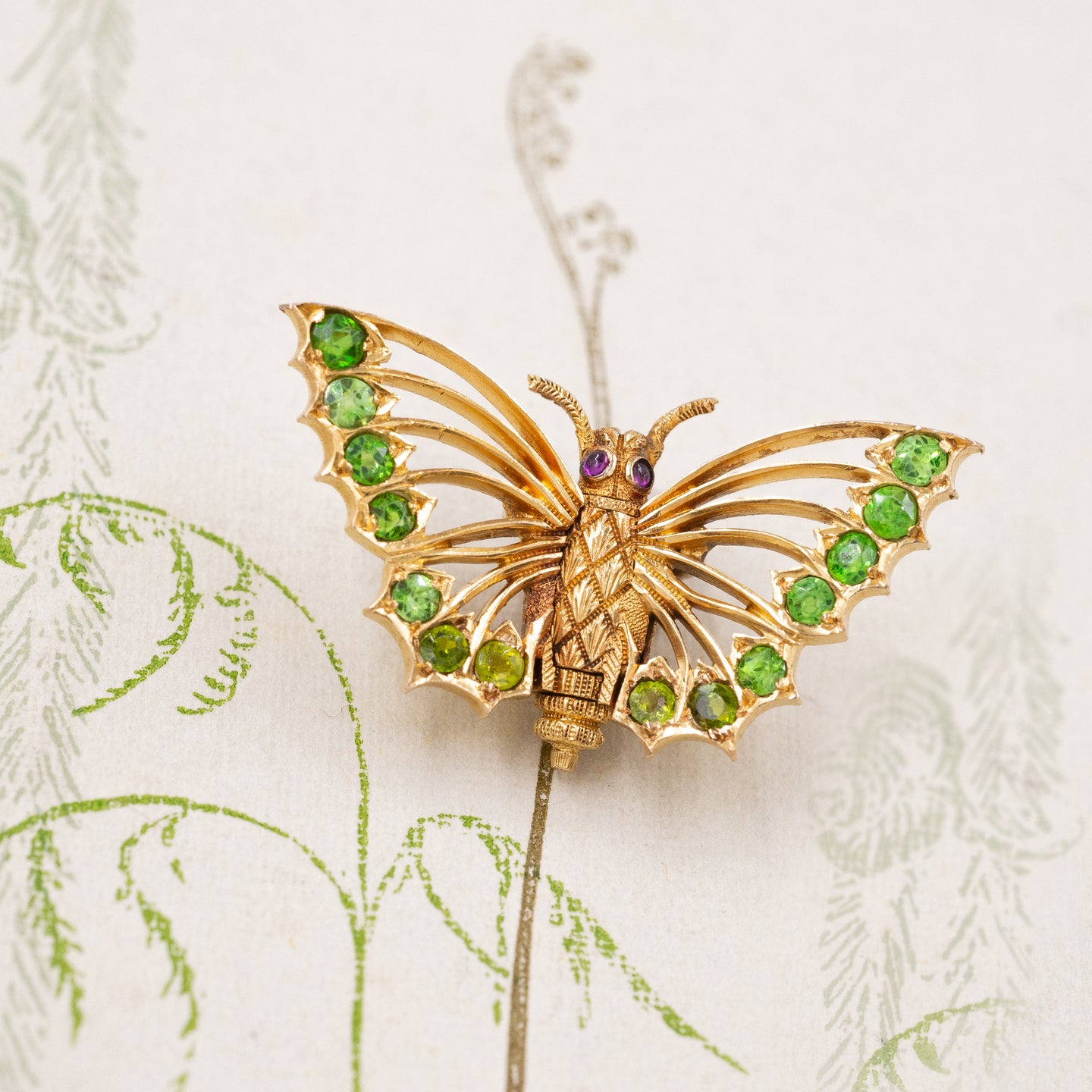 Demantoid Garnet Butterfly Clip-Pin c1886