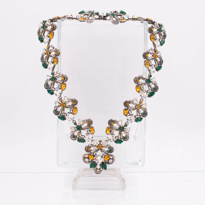 Runway Glass Crystal Statement Necklace c1950