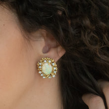 Brutalist Opal and Diamond Earrings c1970