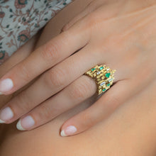 Brutalist Emerald and Diamond Ring c1970
