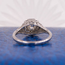 Filigree Diamond Ring with Sapphire Accents c1920