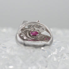 Retro Ruby and Diamond Cocktail Ring c1950