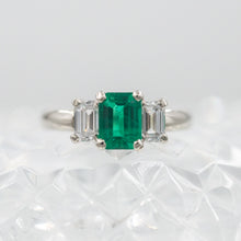 Emerald-Cut Emerald and Diamond Ring c1950