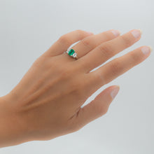 Emerald-Cut Emerald and Diamond Ring c1950