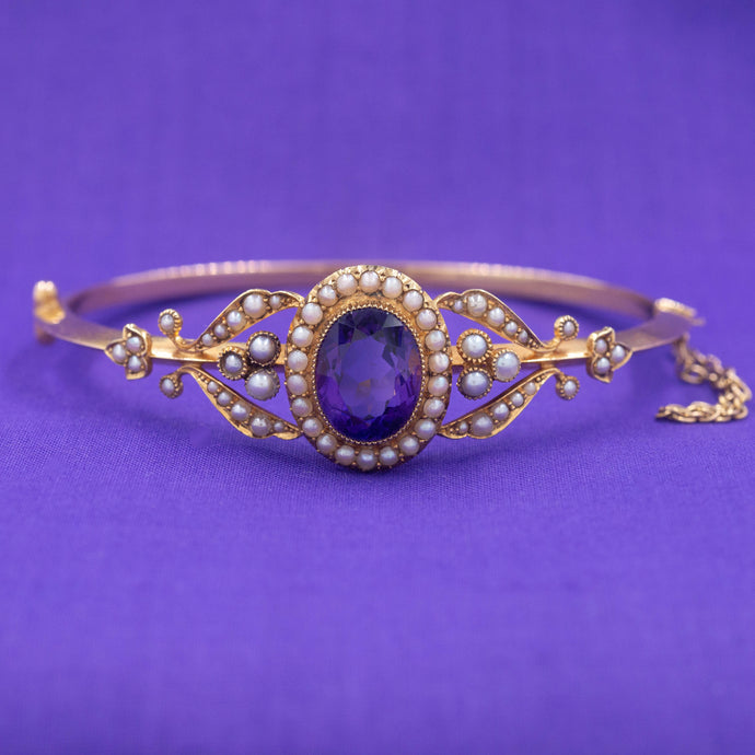 Amethyst and Pearl Bangle c1890