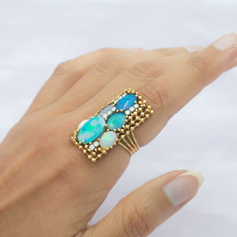 Bold Black Opal Statement Ring