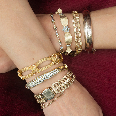 Etched Rose Gold Bangle c1900