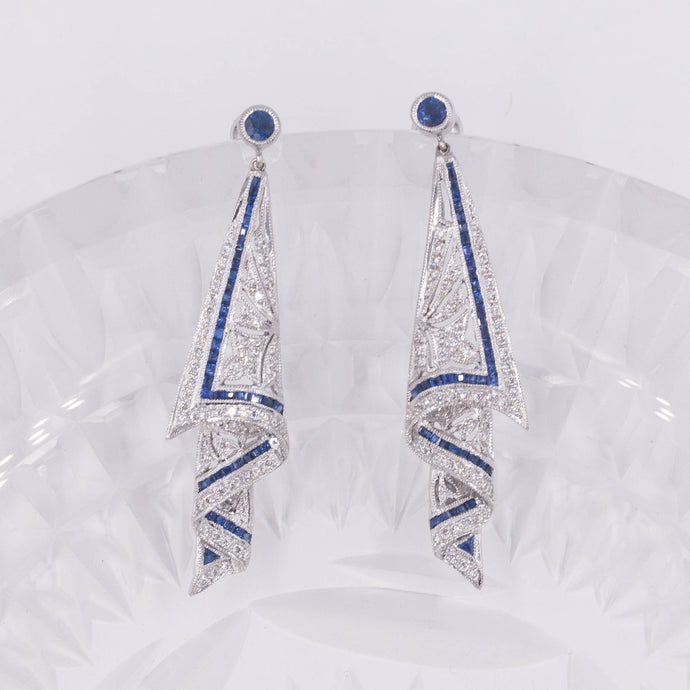 Deco Revival Sapphire and Diamond Earrings