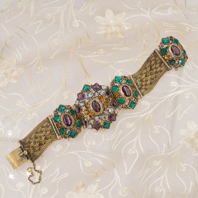 Spectacular Hobé Glass Gem Bracelet c1940