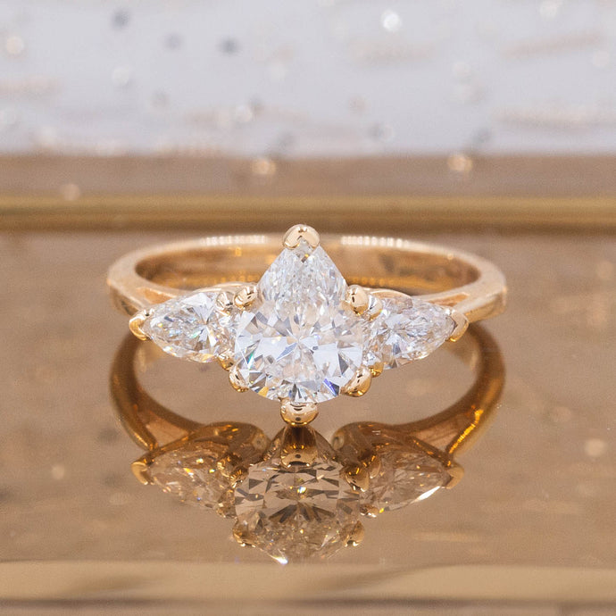 Pear-Cut Diamond Three Stone Ring