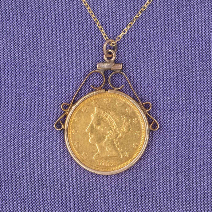 Gold Liberty Head Coin Pendant c1852