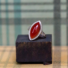 Carnelian Filigree Navette Ring c1930