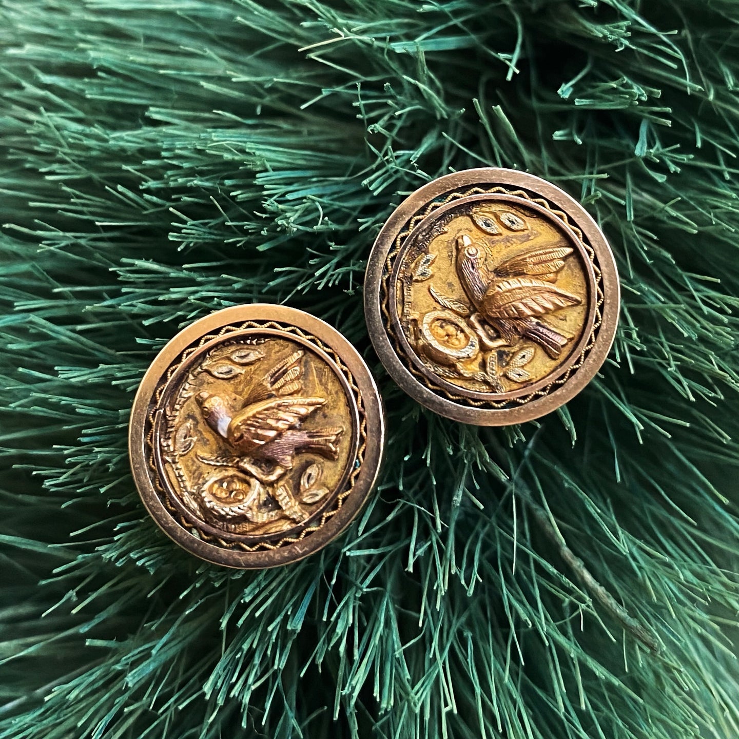 Victorian Swallow Button Earrings