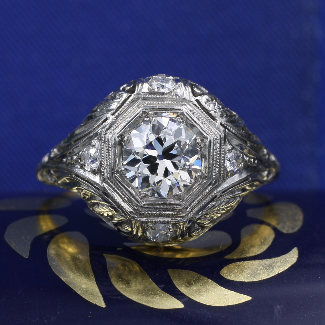 .80 Carat Antique Diamond Filigree Ring c1920