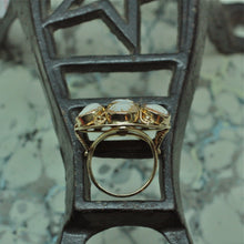 Handmade 14k cameo cluster cocktail ring circa 1950