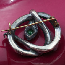 c1900 Emerald and Diamond Silver Snake Brooch