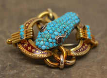 C.1880's Persian Turquoise 18K Gold Snake Brooch