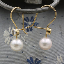 c1980 Gem Grade Pearl and Diamond Drop Earrings
