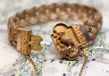 C.1890 Handmade 14K Gold Mesh Bird Bracelet