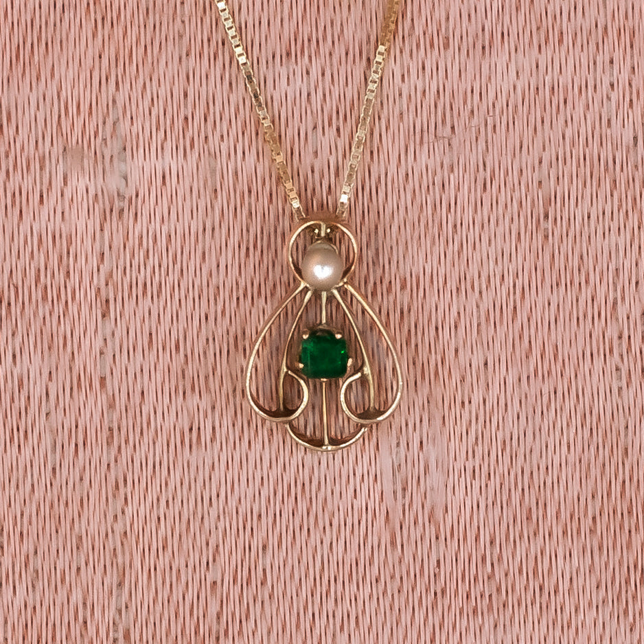 Emerald & Seed Pearl Pendant c1900