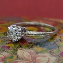 Edwardian .97 Carat Old Mine Diamond Carved Solitaire