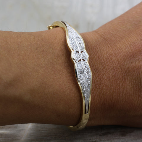 1890s Platinum Diamond Topped Mid-century Bangle