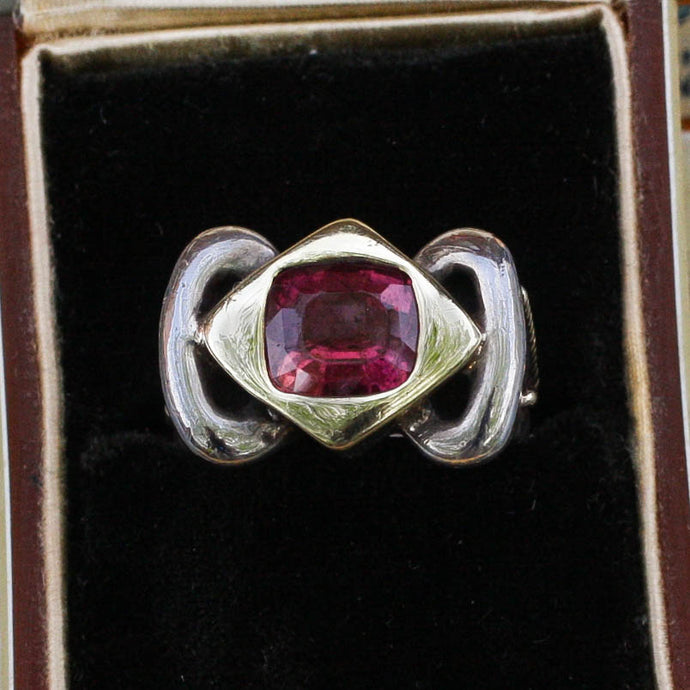 Bold Sterling Pink Tourmaline Ring c1980