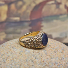 Handsome 1970s Lapis Lazuli & 14k Men's Ring