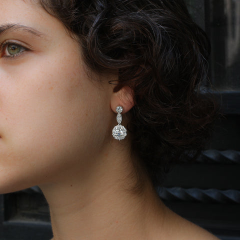 5 Carat Old European Diamond Drop Earrings