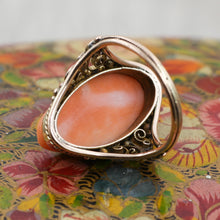 c1910 10k Handmade Coral Cameo Ring- Underside View