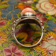 c1910 10k Handmade Coral Cameo Ring- Profile View