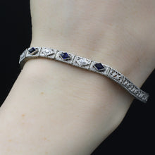 Deco Filigree Diamond and Sapphire Bracelet