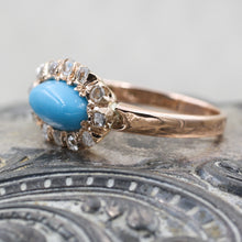 C1880 Turquoise and Rose Cut Diamond Ring- Side View