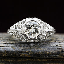 1920s 18k Filigree .95 Carat Certified Diamond Ring