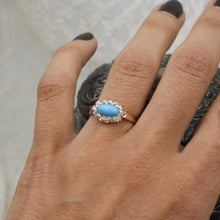 C1880 Turquoise and Rose Cut Diamond Ring- On Model