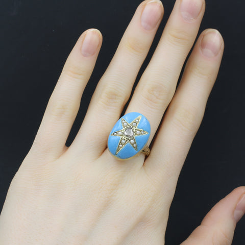1850s Enamel Star Ring