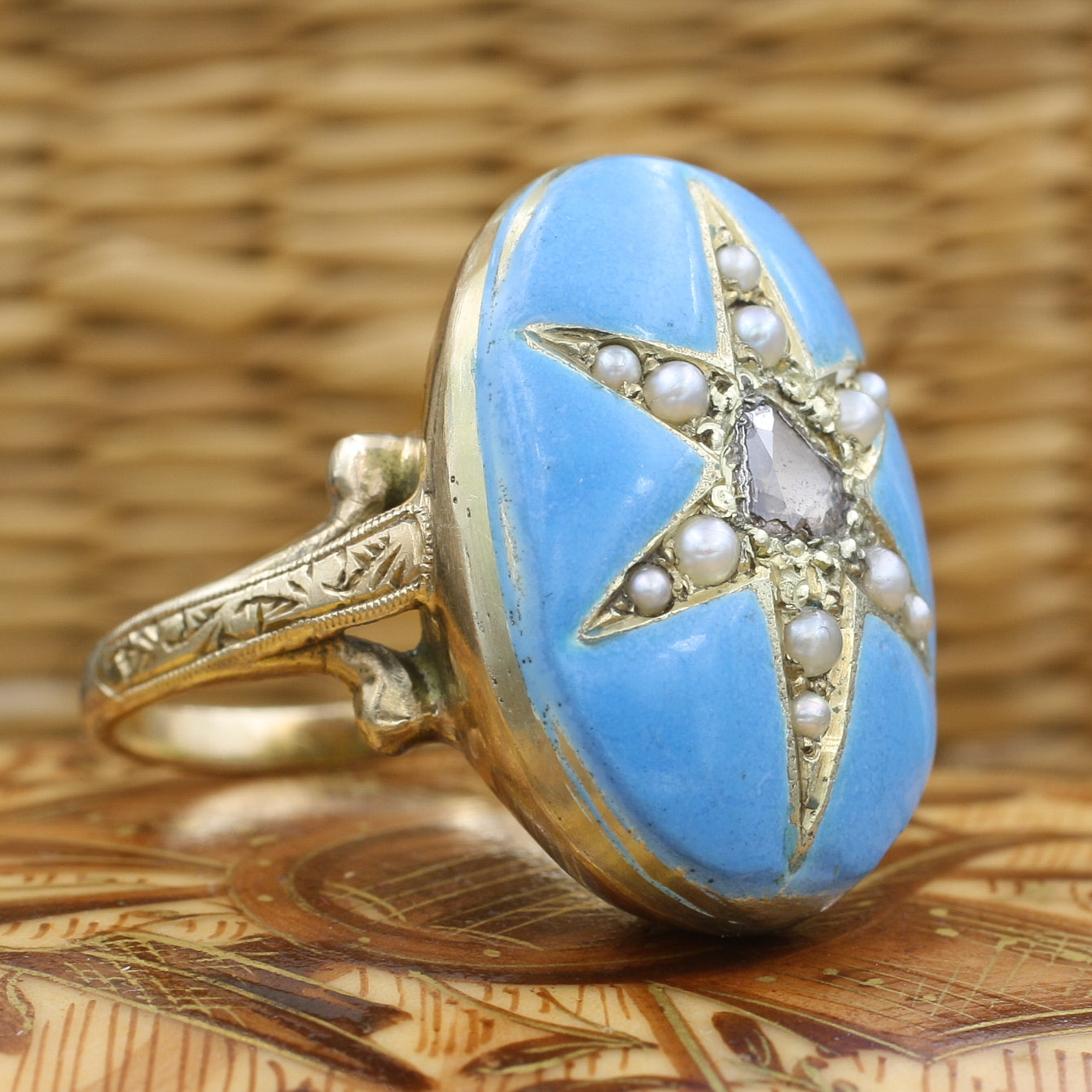 1850s Enamel Star Ring