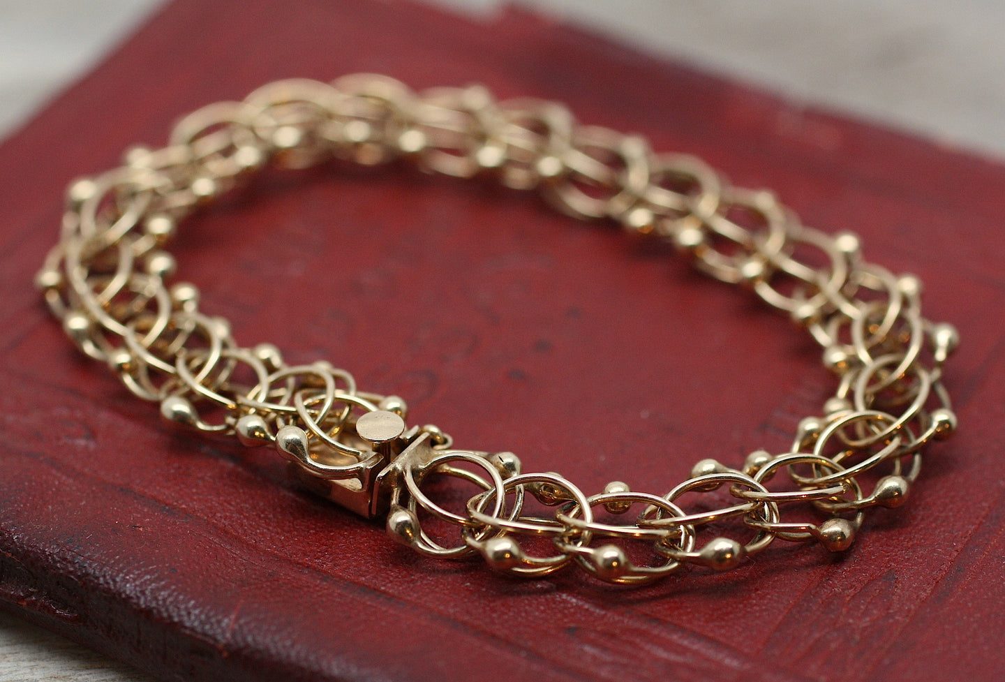 Vintage Solid 14k Yellow Gold Charm Bracelet 7.25 Inches 