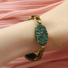 Chinese Gilt Spinach Jade Bracelet c1930